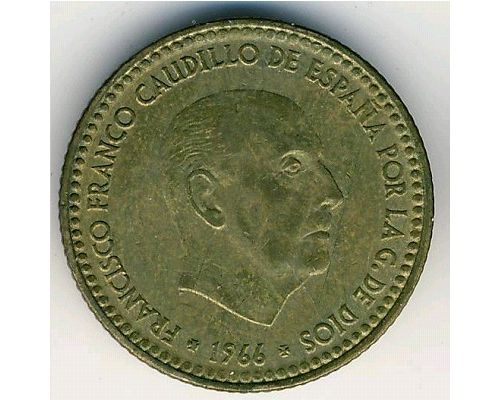 1 песета 1966 год Испания