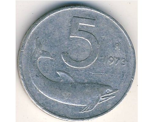 5 лир 1973-97 года Италия 