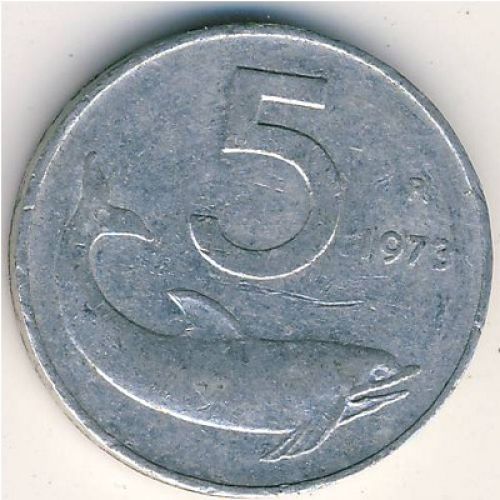 5 лир 1973-97 года Италия 