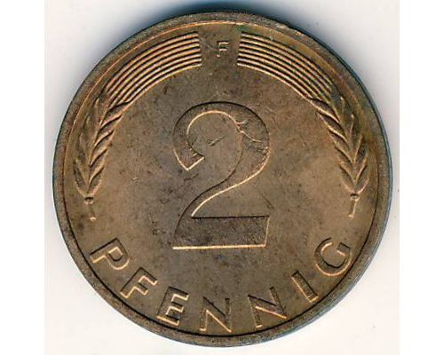 2 пфеннига (1968–2001 г) ФРГ Германия