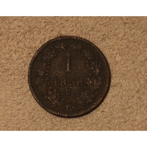 1 крейцер 1858 года. E. Австрия Редкий
