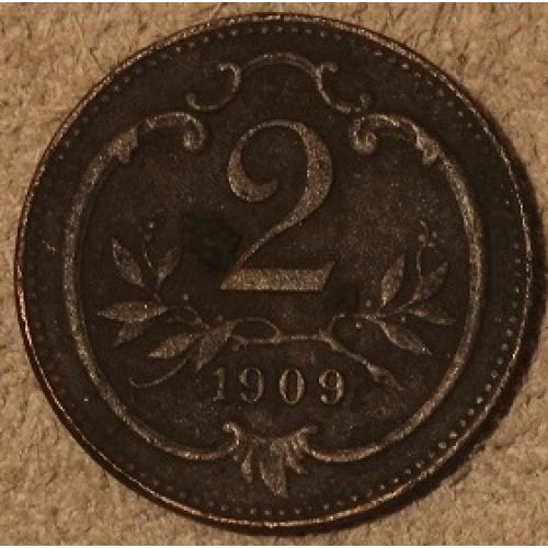 2 геллера 1909 года. Австрия (2)