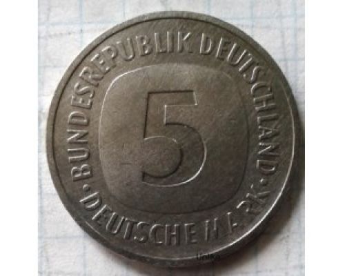 5 марок 1991 год J Германия ФРГ