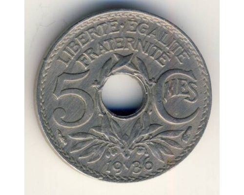 5 сентим 1936 год Франция (сантим)
