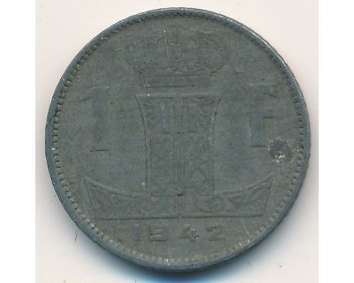 1 франк 1942 год Бельгия Немецкая Оккупация
