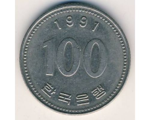 100 вон 1991 год Южная Корея Ли Сун-Син