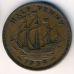 1/2 пенни 1939 год. Великобритания. Пол пенни, half penny. Георг VI