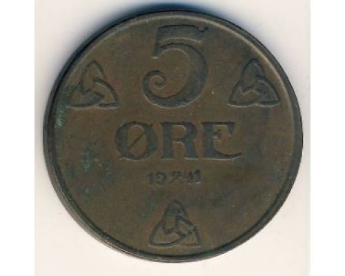 5 эре 1941 год Норвегия Бронза