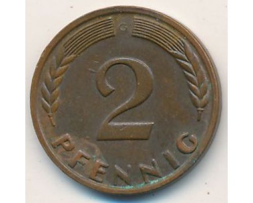 2 пфеннига 1958 ФРГ Германия