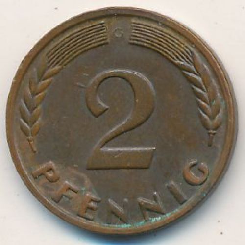 2 пфеннига 1958 ФРГ. Германия