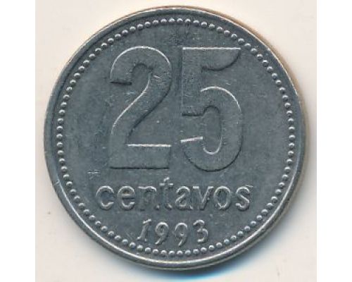 25 сентаво 1993 год Аргентина Медь-никель