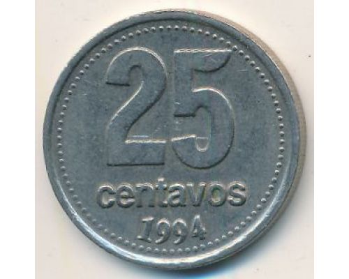25 сентаво 1994 год Аргентина Медь-никель