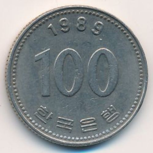 100 вон 1989 год Южная Корея. Ли Сун-Син