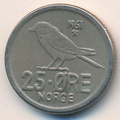 25 эре 1961 год Норвегия. Птица