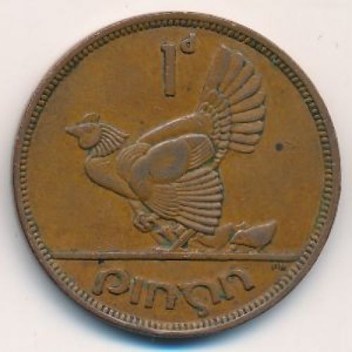 1 пенни 1943 год. Ирландия. Курица