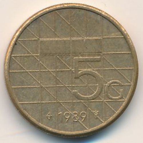 5 гульденов 1989 год Нидерланды