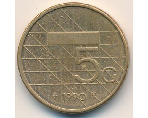 5 гульденов 1990 год Нидерланды