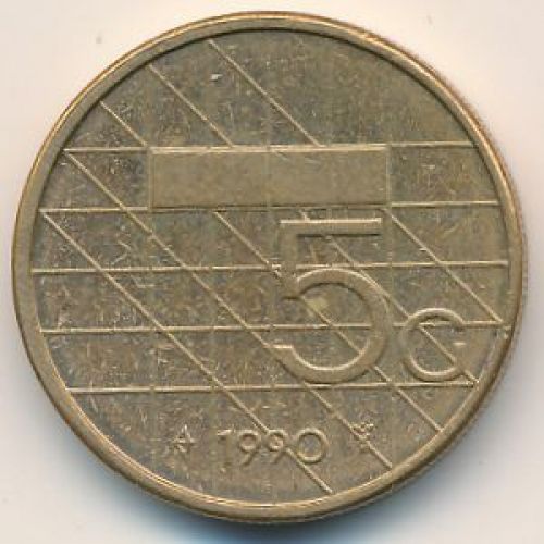 5 гульденов 1990 год Нидерланды