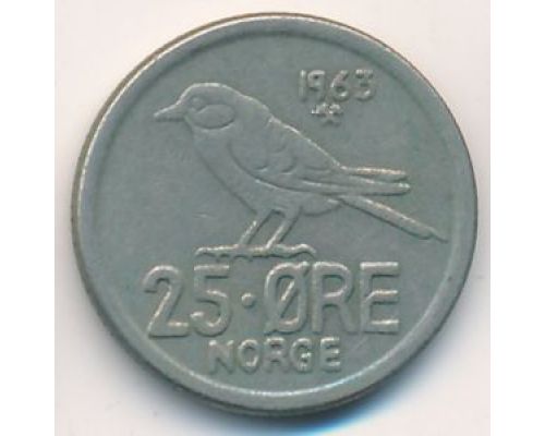 25 эре 1963 год Норвегия Птица