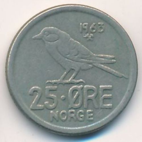 25 эре 1963 год Норвегия. Птица