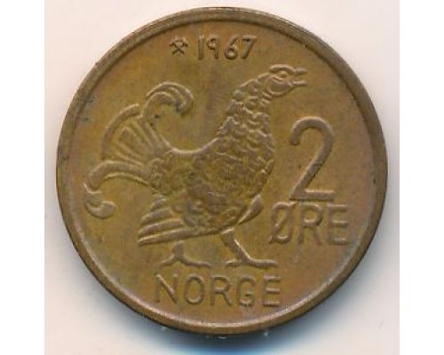 2 эре 1967 год Норвегия Шотландская куропатка
