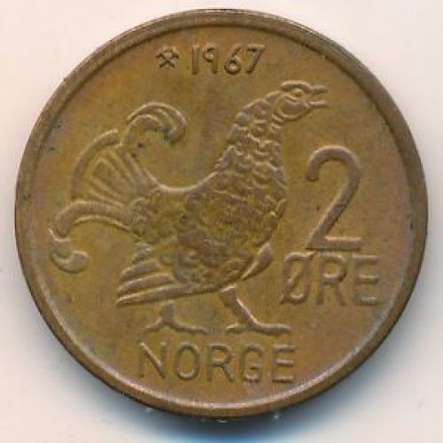 2 эре 1967 год. Норвегия. Шотландская куропатка