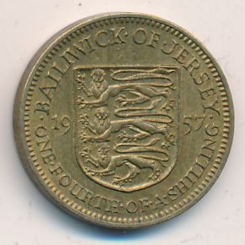 1/4 шиллинга 1957 год Джерси. Елизавета II