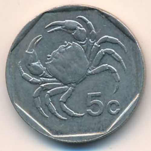 5 центов 1991 год Мальта. Краб