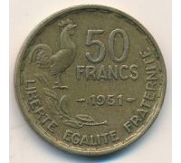 50 франков 1951 год Франция Петух