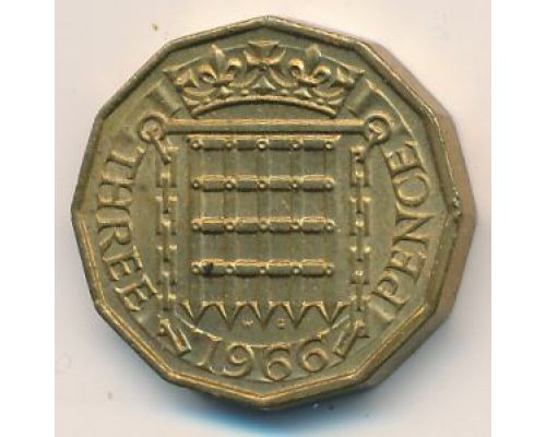 3 пенса 1966 год Великобритания Елизавета II
