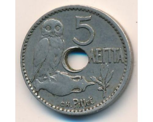 5 лепт 1912 год Греция Сова