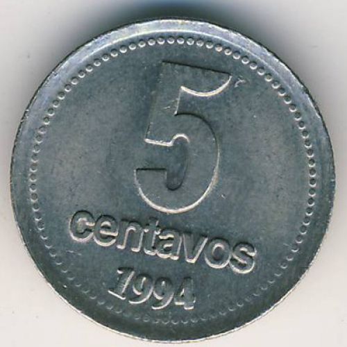 5 сентаво 1994 год. Аргентина. Медь-никель