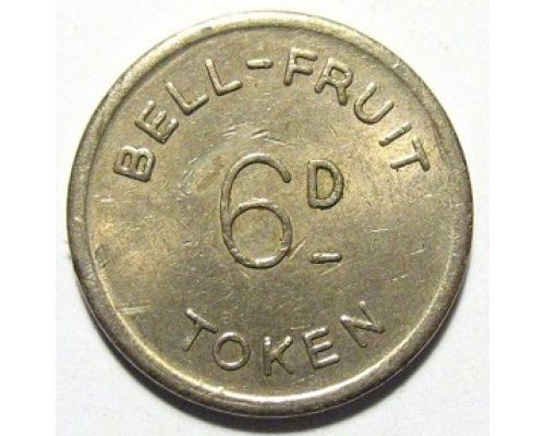 Жетон игральный казино bell fruit token Англия 6d 6 пенсов