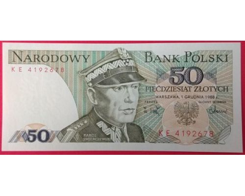 50 злотых 1988 год Польша XF