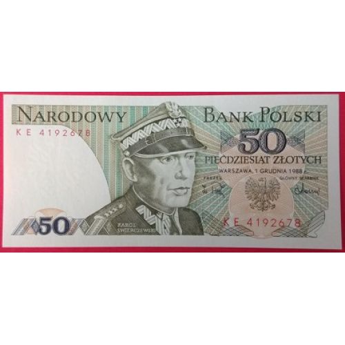 Купюра 50 злотых 1988 год. Польша. XF
