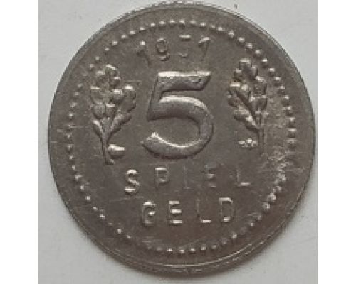 Жетон игральный 5 пфеннигов 1951 год Германия spielgeld