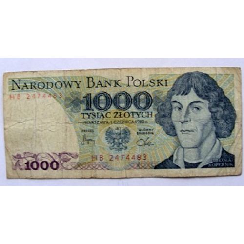 Купюра 1000 злотых 1982 год. Польша