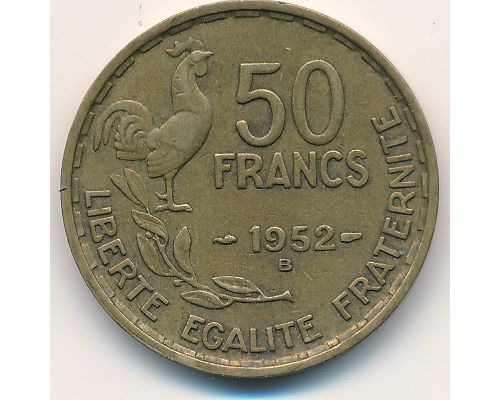 50 франков 1952 год Франция Петух B
