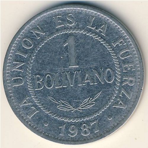 1 боливиано 1987 год Боливия