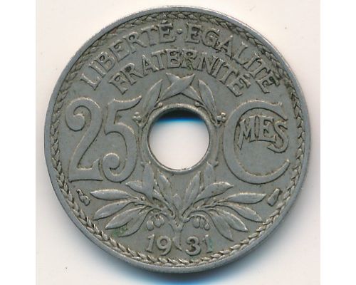 25 сентим 1931 год Франция (сантим)