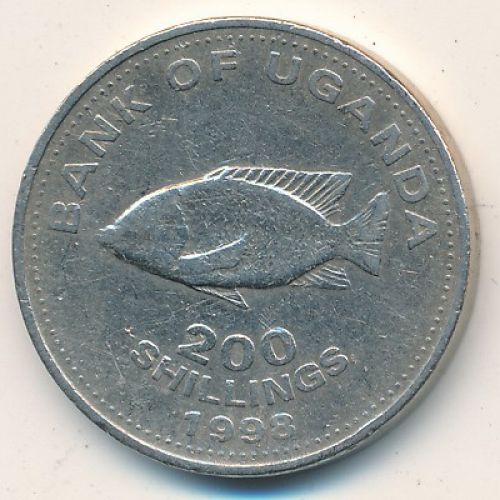 200 шиллингов 1998 год Уганда. Цихлиды