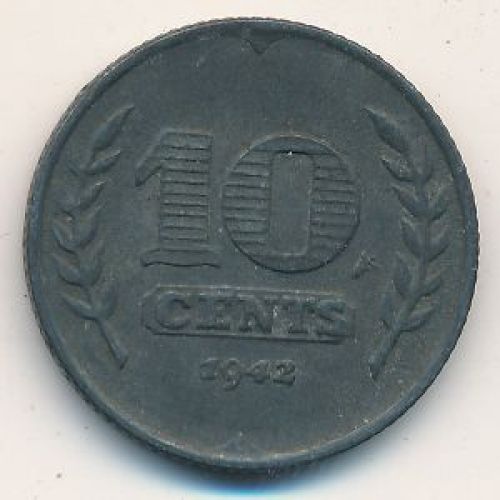10 центов 1942 года. Нидерланды