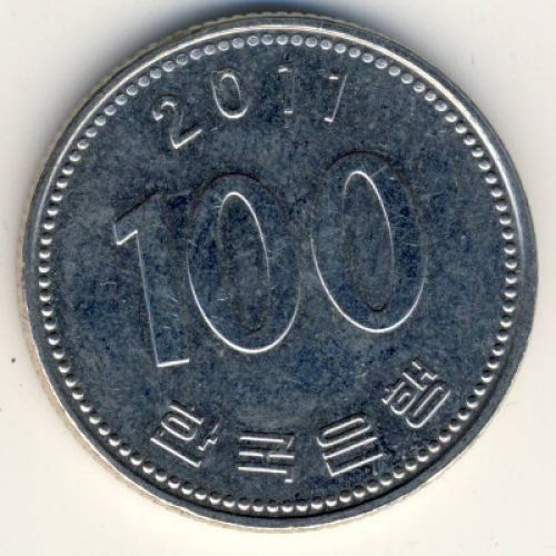100 вон 2011 год. Южная Корея