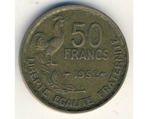50 франков 1952 год Франция Петух
