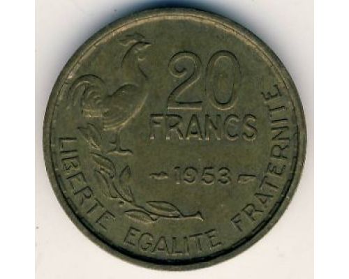 20 франков 1953 год Франция Петух