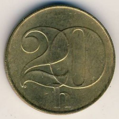 20 геллеров 1992 год. Чехословакия. ЧСФР