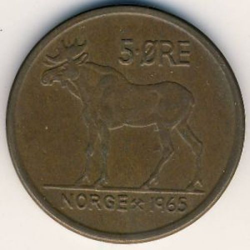 5 эре 1965 год. Норвегия. Лось