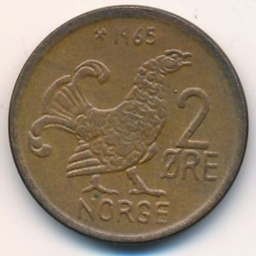2 эре 1965 год. Норвегия. Шотландская куропатка