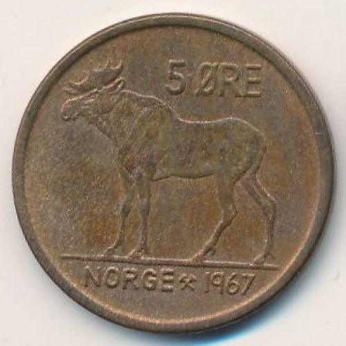 5 эре 1967 год. Норвегия. Лось