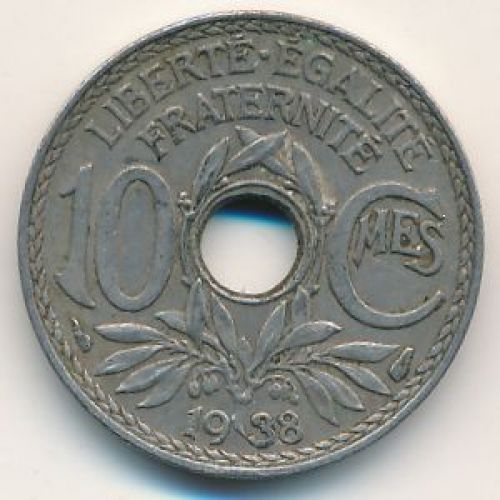 10 сентим 1938 год Франция (сантим)